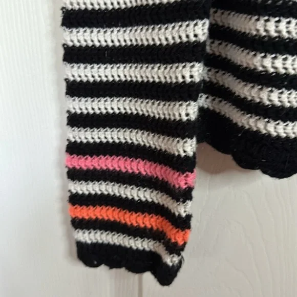 Lisa Todd Black and White Open Knit Sweater 100% cotton Size S - Picture 2 of 9